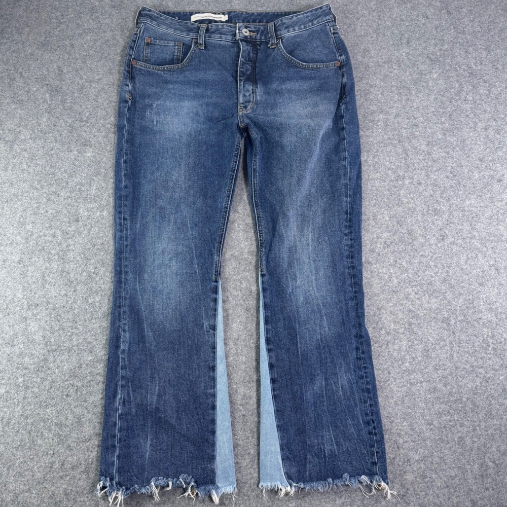 Pilcro and the Letterpress Anthropologie Two Tone Frayed Hem Jeans Blue 32
